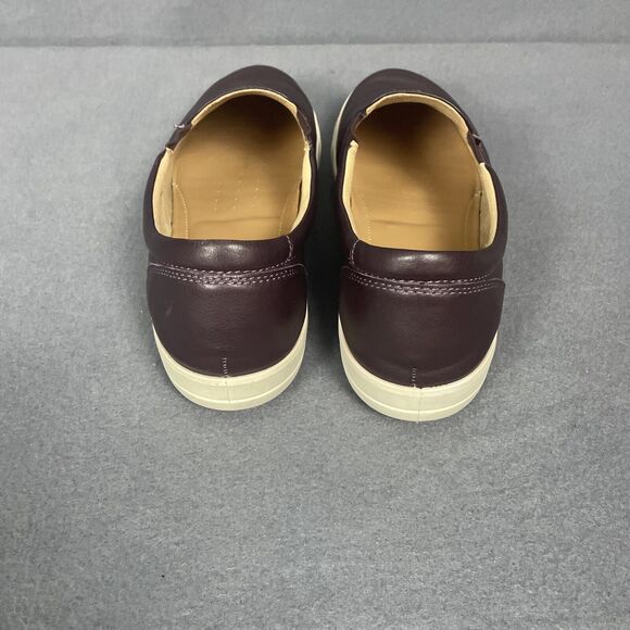 Hotter Slip On Loafer Shoe Women 9 Violet Plum Leather Flat Comfy Boho Casual - Picture 7 of 16
